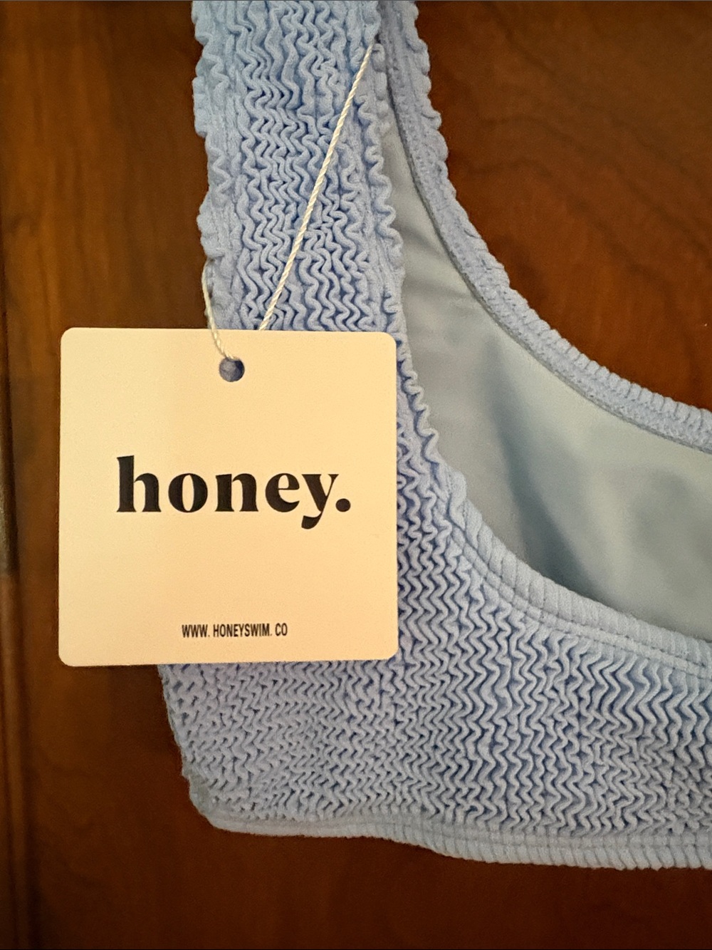 Honey. Light Blue Terry Bikini Top - Scoop Bralette - Picture 2 of 4